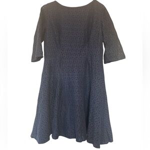 Tahari Arthur S Levine Navy Blue Lace Knee Length Dress Petite 12P
